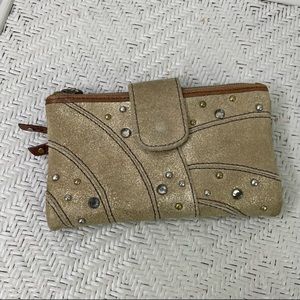 Fossil Betsy studded suede clutch wallet